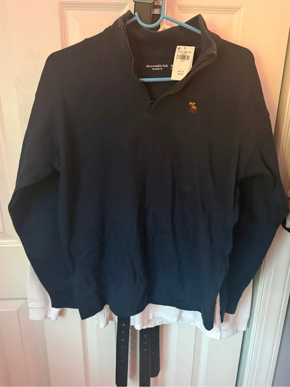 abercrombie kids black quarter zip-up hoodie - Picture 1 of 4
